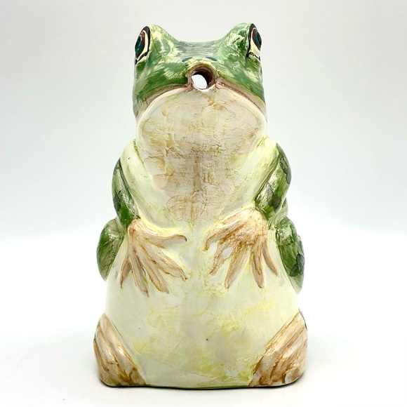 Majolica Frog Pitcher With Salamander Relief Handle Ceramica Del Cardello Italy - Picture 6 of 14